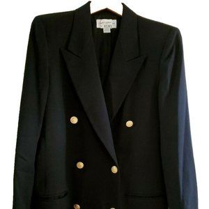 Liz Claiborne Collection USA Made Double Breasted Black Wool Blazer 10
